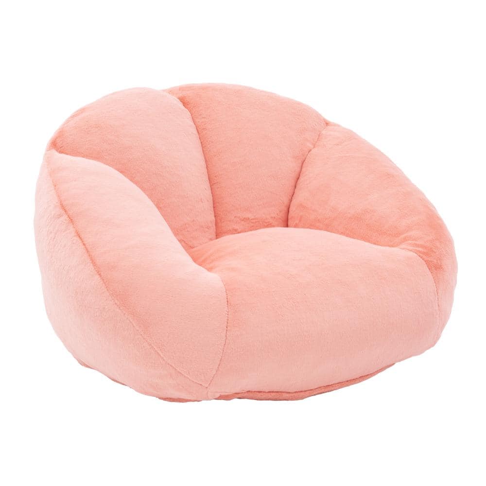 Modern Orange Faux Fur Shell-Shaped Bean Bag Chair