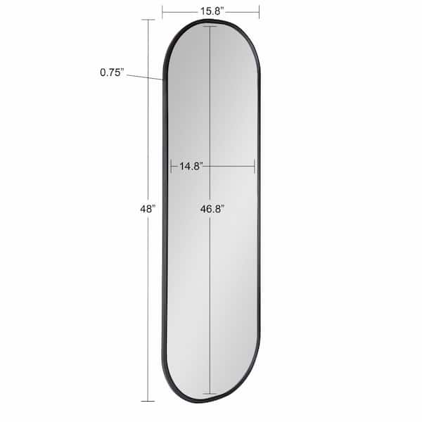 Large Oval Black Modern Mirror (48 in. H x 15.88 in. W)