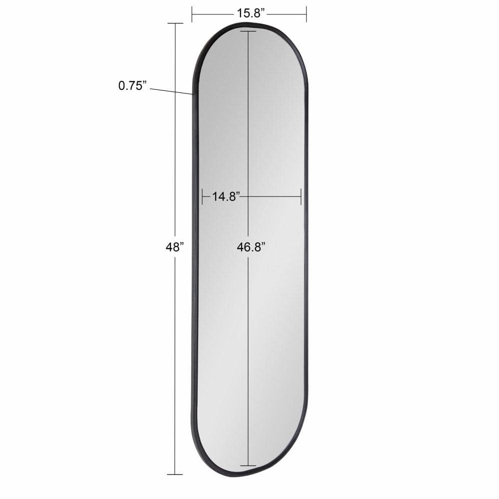 Elegant Minimalist Black Oval Full-Length Vanity Mirror