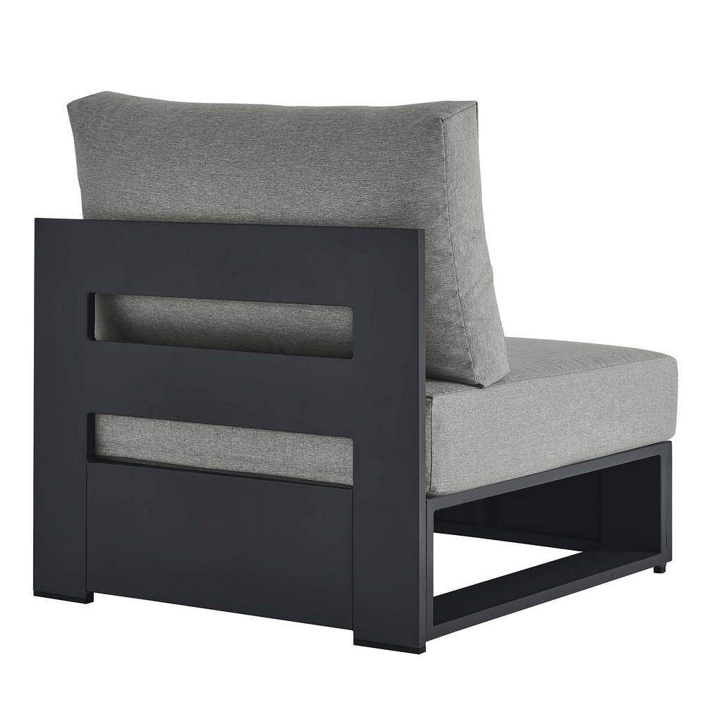 Gray Aluminum Armless Patio Chair with Weather-Resistant Cushions