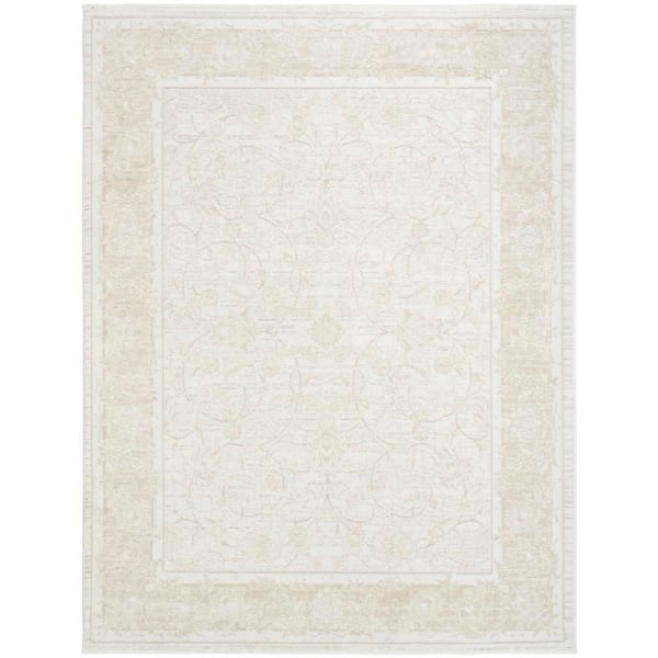Dekor Ivory Taupe 5 ft. x 7 ft. Medallion Traditional Area Rug