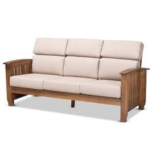 Charlotte 69.7 in. Taupe/Brown Fabric 3-Seater Bridgewater Sofa with Wood Frame