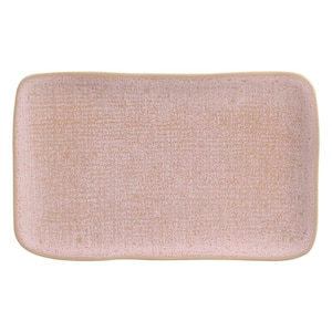 10.63 in. Litchi Pink Stoneware Rectangular Platter Medium Juta (Set of 4)