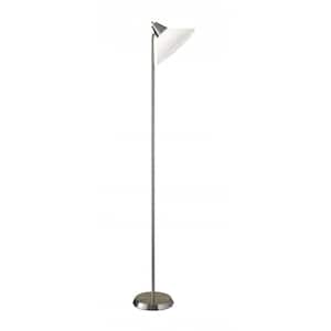 71.5 in. Silver 1 Light 1-Way (On/Off) Torchiere Floor Lamp for Liviing Room with Metal Lantern Shade