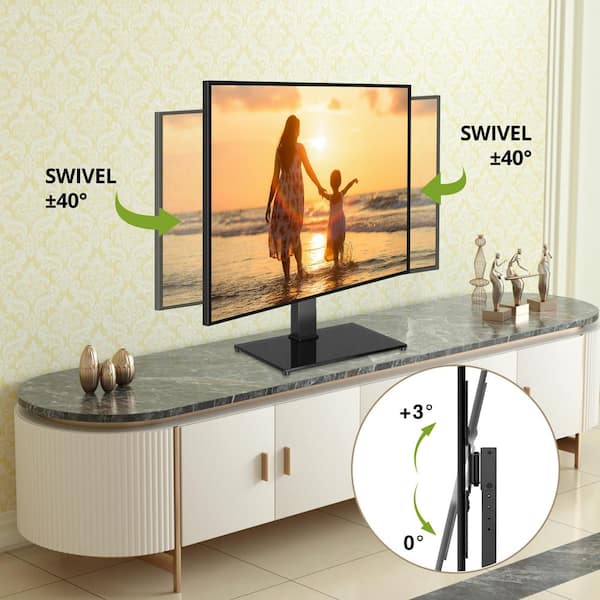 Universal TV Stand Swivel Tabletop TV Base Fits 26-55 Inch with VESA 400x400mm APPSTVS12 & Tilting TV Wall Mount Bracket for 32-82 Inch Max VESA 600x400mm