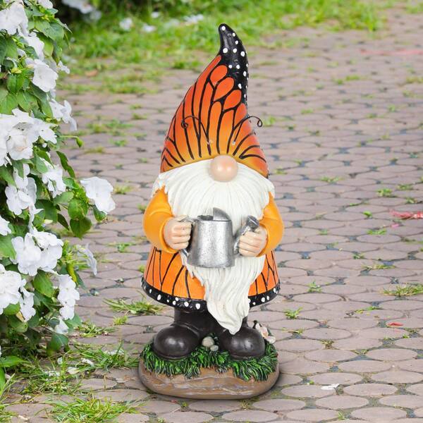 Exhart Solar Beekeeper Gnome Statue with Welcome Sign, 6 by 13 Inches