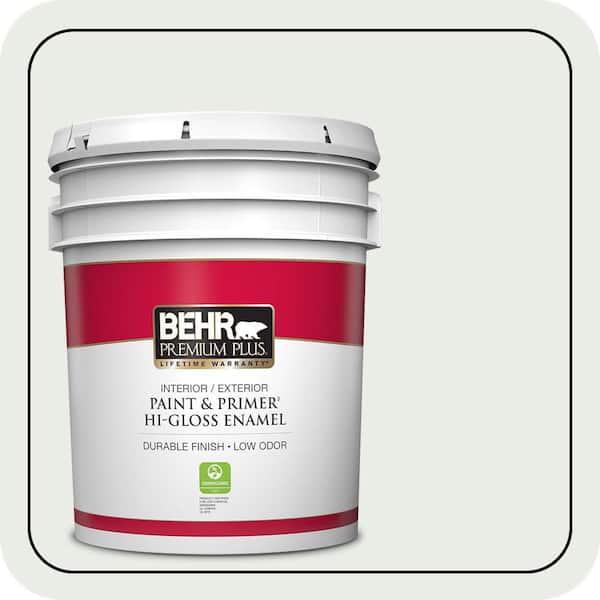 BEHR PREMIUM PLUS 5 gal. #N410-1 Silence Hi-Gloss Enamel Interior/Exterior Paint & Primer