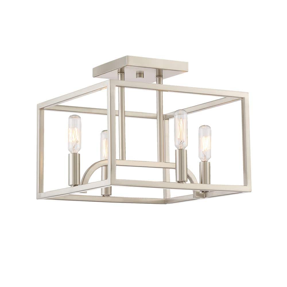 Sleek Uptown 12" Satin Platinum Modern Ceiling Light