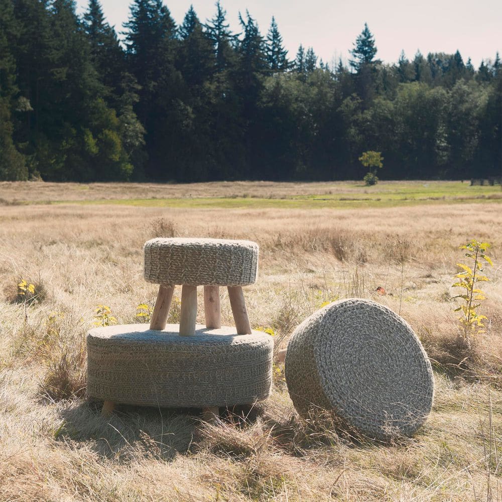 Bina 24. 0L x 24. 0W x 14. 0H Light Gray 4 Legged Wool Stool price history on PriceWatchPro