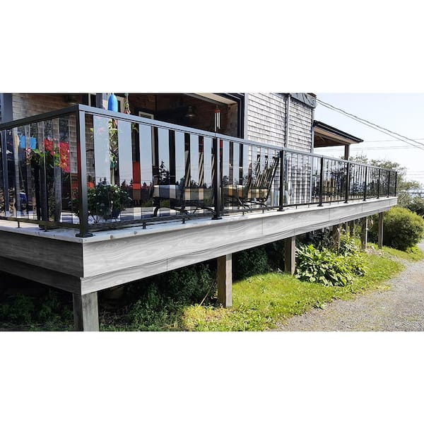 Peak Aluminum Railing 4 ft. Black Aluminum Deck Railing Hand and Base Rail for 42 in. high system