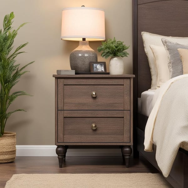 Sango Wellington Brownish Grey 2-Drawer Nightstand (22.6 in H x 20.63 in W x 16.22 in D)