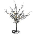 22 in. Halloween Black Tree with 20 Warm White Battery Operated LED Lights with Timer