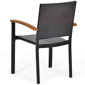 2PCS Stackable Patio Wicker Dining Chair Rattan Armchair Outdoor Yard
