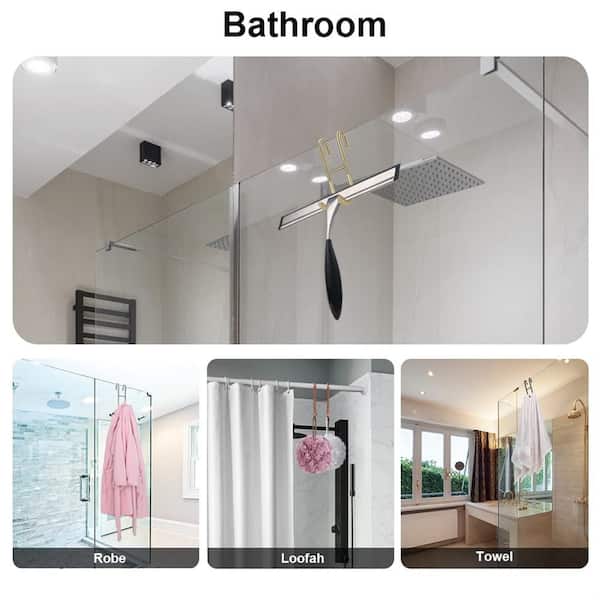 Cubilan Over Shower Glass Door Mounted Bathroom Towel J-Hook Frameless Stainless  Steel Robe Hook in Copper HD-3SX - The Home Depot