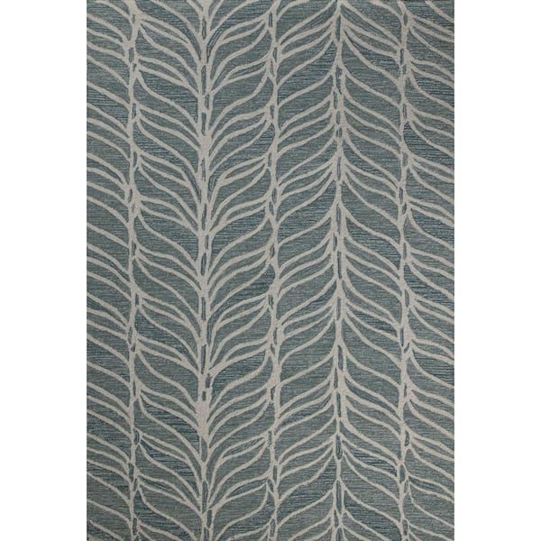 Valencia Teal 9 ft. x 12 ft. Floral Transitional Area Rug