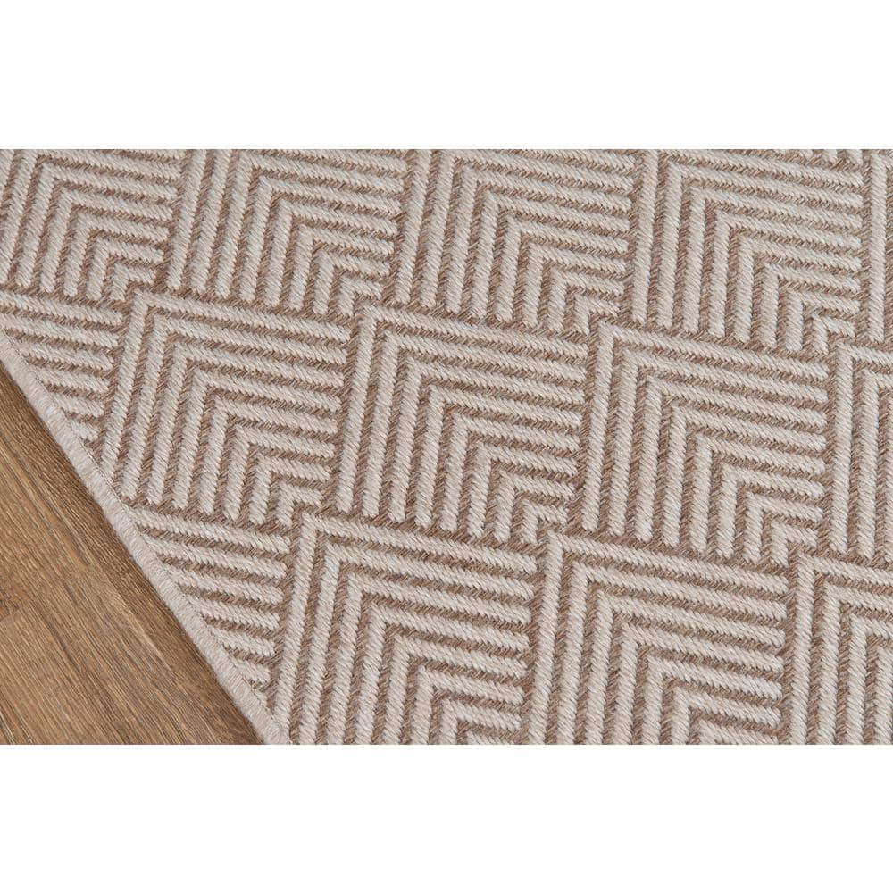 Beige Geometric Tufted Indoor/Outdoor Runner Rug