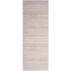 Washable Essentials Ivory Mocha 2 ft. x 10 ft. All-over design Contemporary Runner Area Rug