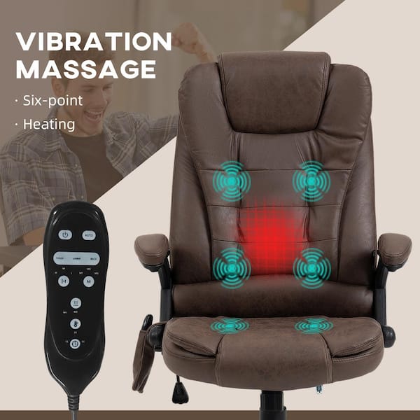 4-Point Ergonomic Massage Office Chair with Heating, Reclining Backrest Brown