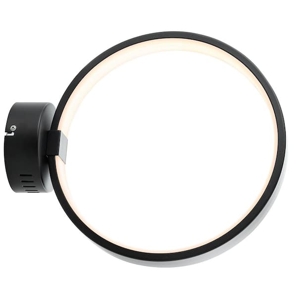 Nathaniel 12.25 in. Black Dimmable Integrated LED Metal Wall Sconce