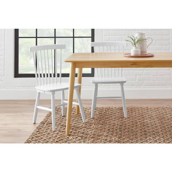 StyleWell White Wood Windsor Dining Chair (Set of 2)
