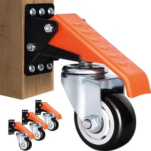 3 in. Orange Heavy-Duty Retractable Caster Wheels with 880 lbs. Capacity for Workbenches and Tables (4-Pack)