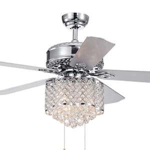 Deidor 5-Blade 52 in. Indoor Chrome Hand Pull Chain Ceiling Fan with Light Kit