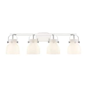 Pilaster II Bell 36.5 in. 4-Light Polished Chrome Vanity Light with Glass Shade