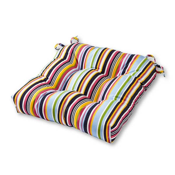 Greendale Home Fashions Malibu Stripe Sunbrella Square Tufted Outdoor Seat Cushion