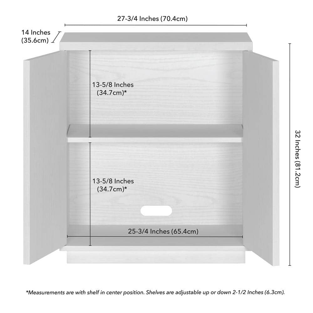 White Ridged Modern Adjustable Shelving Accent Cabinet