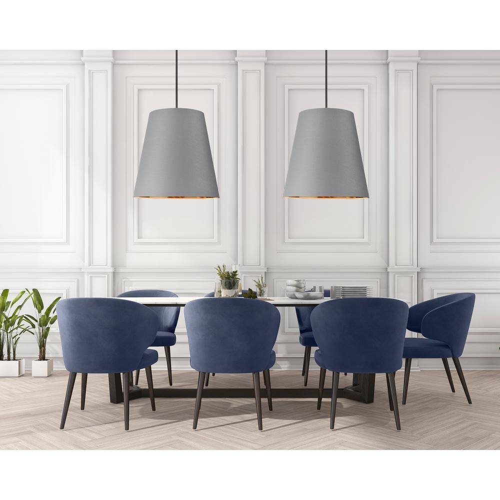 Urban Bronze and Gray Linen Drum Pendant Light