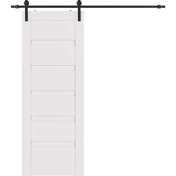 Belldinni Louver 28 in. x 95.25 in. Snow White Wood Composite Sliding Barn Door with Hardware Kit