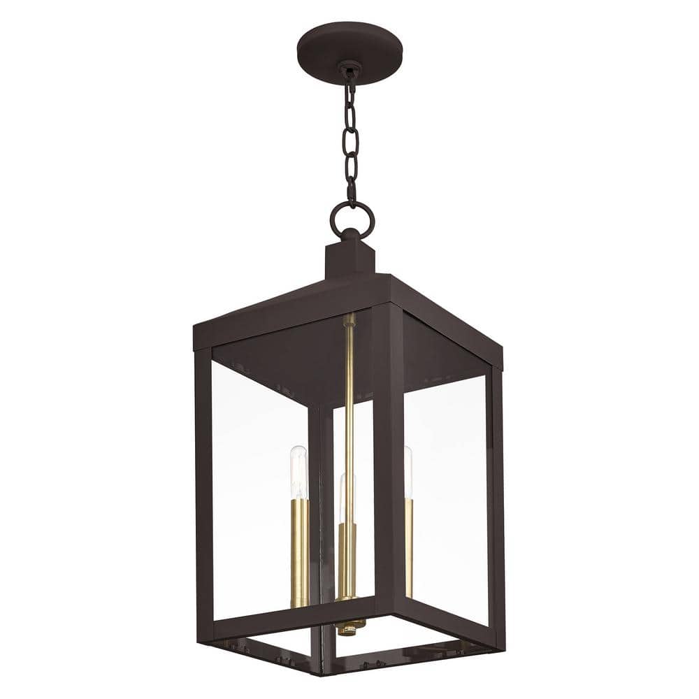 Nyack Bronze 3-Light Outdoor Pendant Lantern