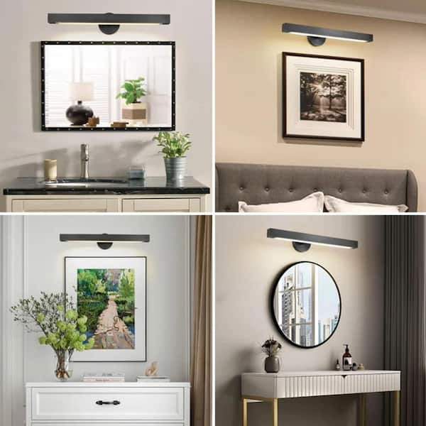 24 in. 1-Light Black LED Vanity Light, Solid Brass Modern Wall Sconc ( Set of 1)