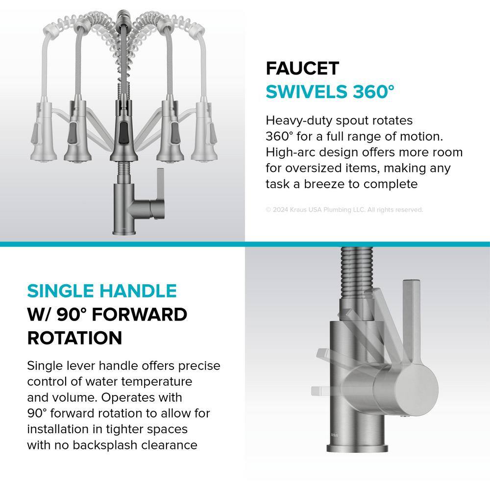 Britt Spot-Free Stainless Steel Commercial Style Pull-Down Kitchen Faucet