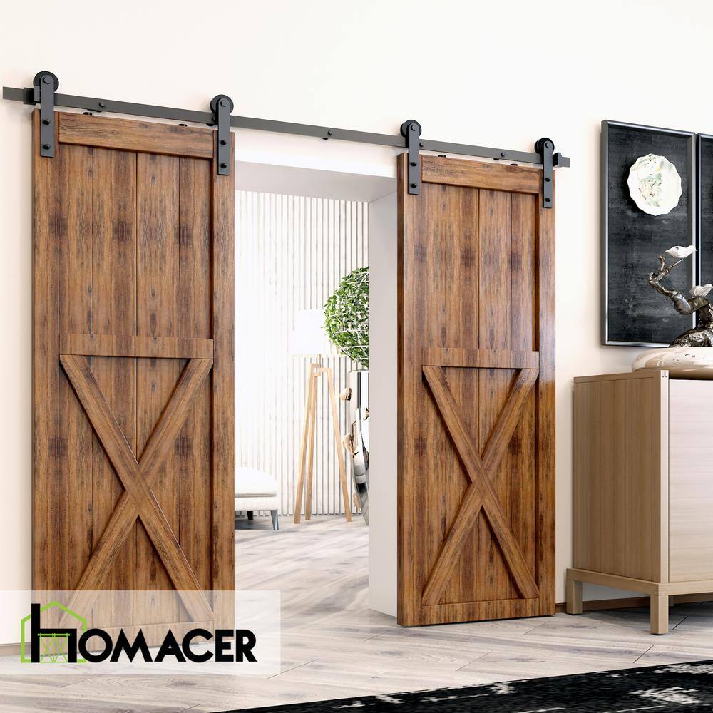 Black Heavy-Duty Double Door Sliding Barn Hardware Kit, 60-inch