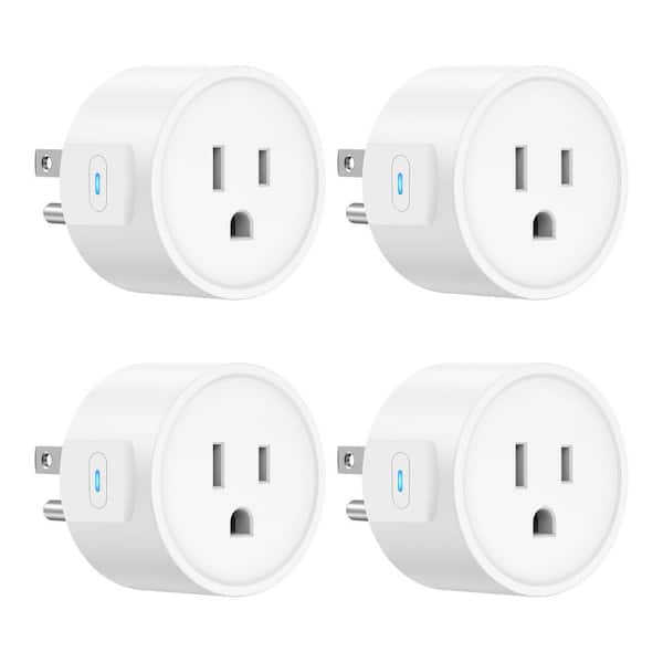 10 Amp 120-Volt Wi-Fi Bluetooth Grounding Smart Plug Connector White ETL FCC Certified Voice Control (4-Pack)
