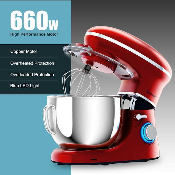 Kitchen Stand Mixer, 6.5-QT 660W Electric Food Mixer, 6 Speeds Kitchen  Mixer with Dough Hook, Egg Whisk, Flat Beater, Upgrade Version (Gold)