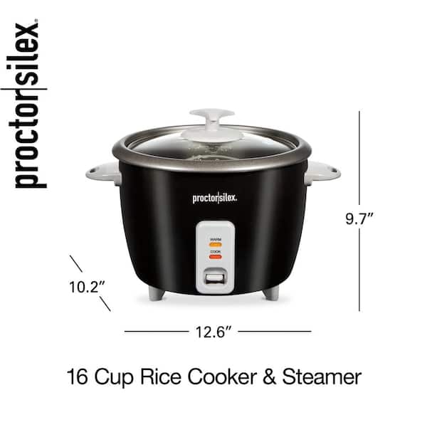 HomeCraft HCRC Rice Cooker Food Steamer 16 Cup Black - Office Depot