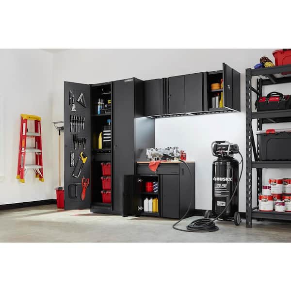 92 in. W x 81 in. H x 24 in. D Heavy Duty Welded 19-Gauge Steel 4-Piece Garage Storage System in Black