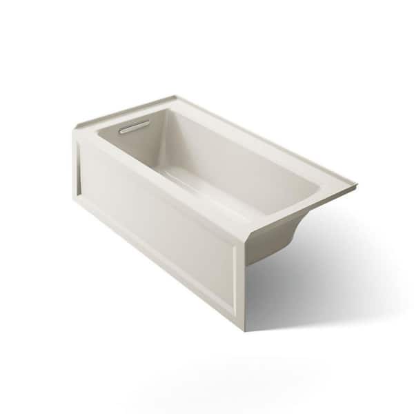 Archer 60 in. x 30 in. Soaking Bathtub with Left Drain in Biscuit