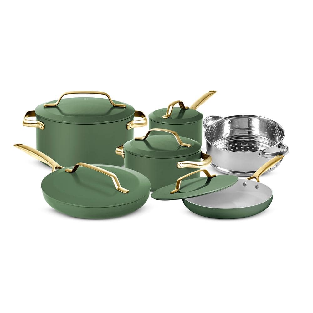 Modern 11-Piece Aluminum Ultra Performance Ceramic Nonstick Cookware Set in