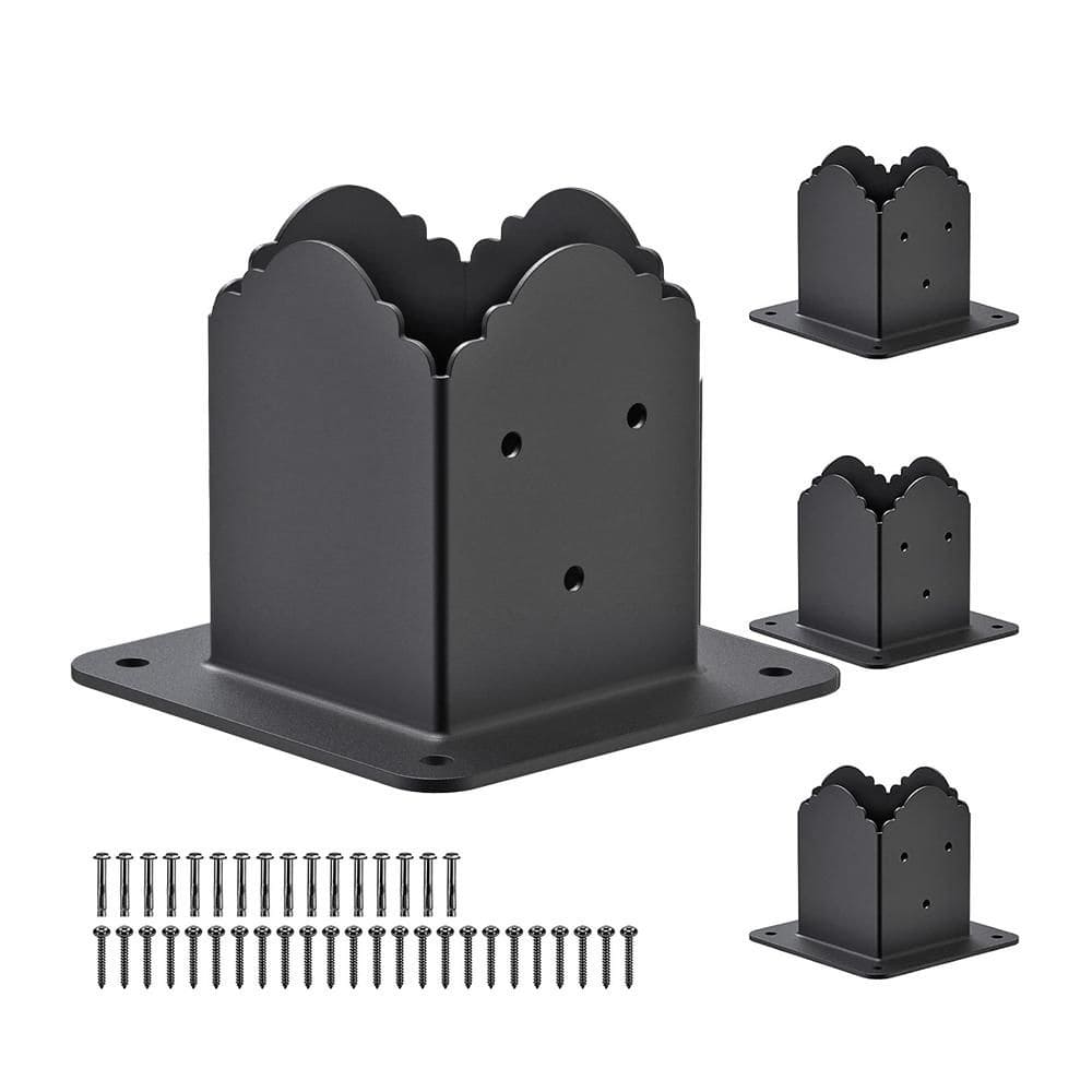 Steel Black Powder Coated Decorative 4 x 4 Post Base Bracket with Drainage Holes (Set of 4-Pack) price history on PriceWatchPro