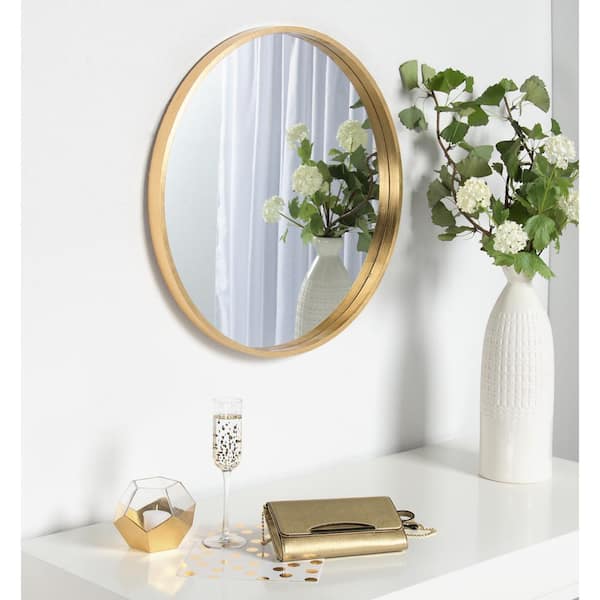 Medium Round Gold Contemporary Mirror (25.6 in. H x 25.6 in. W)