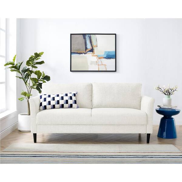 50 Width Accent Sofa, Modern Loveseat Sofa with 2 Pillows, Linen Tufted  Upholstered 2-Seater Sofa Couch with Back Cushions and Tapered Wood Legs