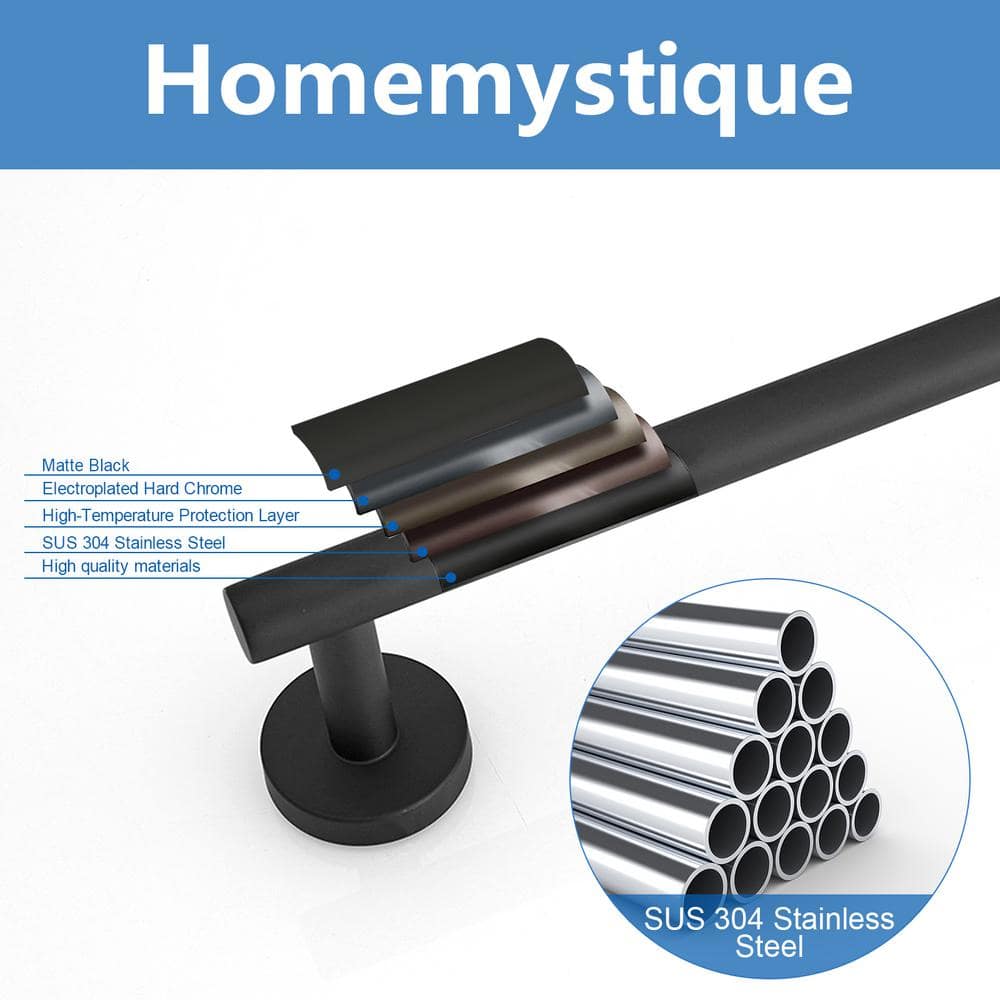 Matte Black Stainless Steel 4-Piece Bathroom Hardware Set