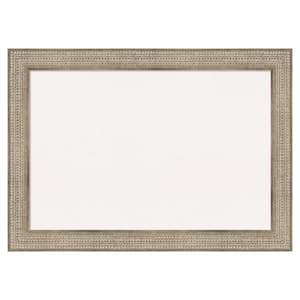 Trellis Silver Wood White Corkboard 42 in. x 30 in. Bulletin Board Memo Board