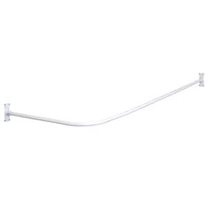 Rustproof 66 in. Aluminum L Shaped Shower Rod in White for Corner Tubs