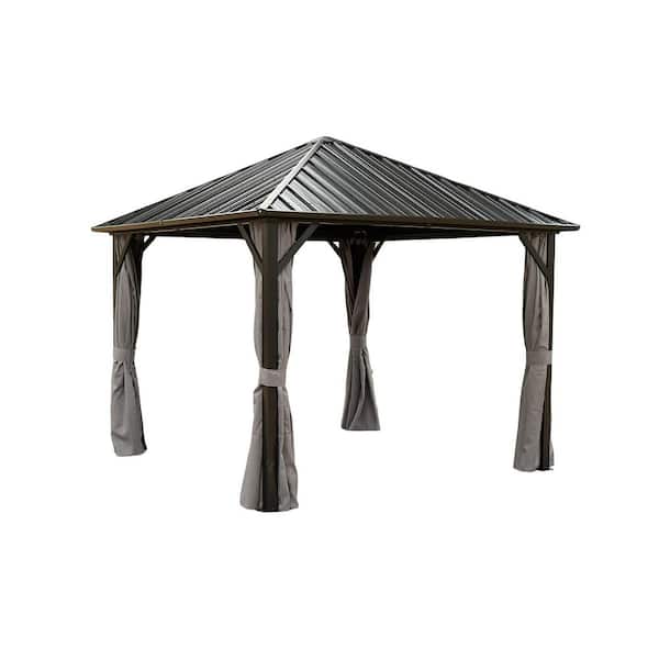 10 ft. x 10 ft. Outdoor Aluminum Hardtop Gazebo with Double Roof-Patio Canopy for Garden, Backyard, Deck
