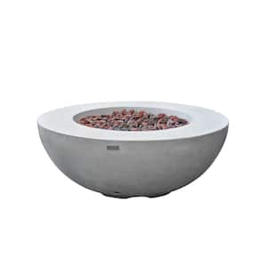 Lunar Bowl 42 in. x 16 in. Round Concrete Propane Fire Bowl Table in Light Gray