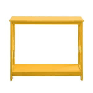 Oxford 39.5 in. L Yellow 31.5 in. H Rectangle Wood Console Table with Bottom Shelf